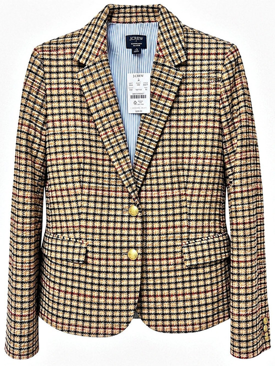 J. Crew Factory Jackets & Blazers - J.Crew Schoolboy Blazer in Plaid Wool Blend Plaid Brown & Black Size 10